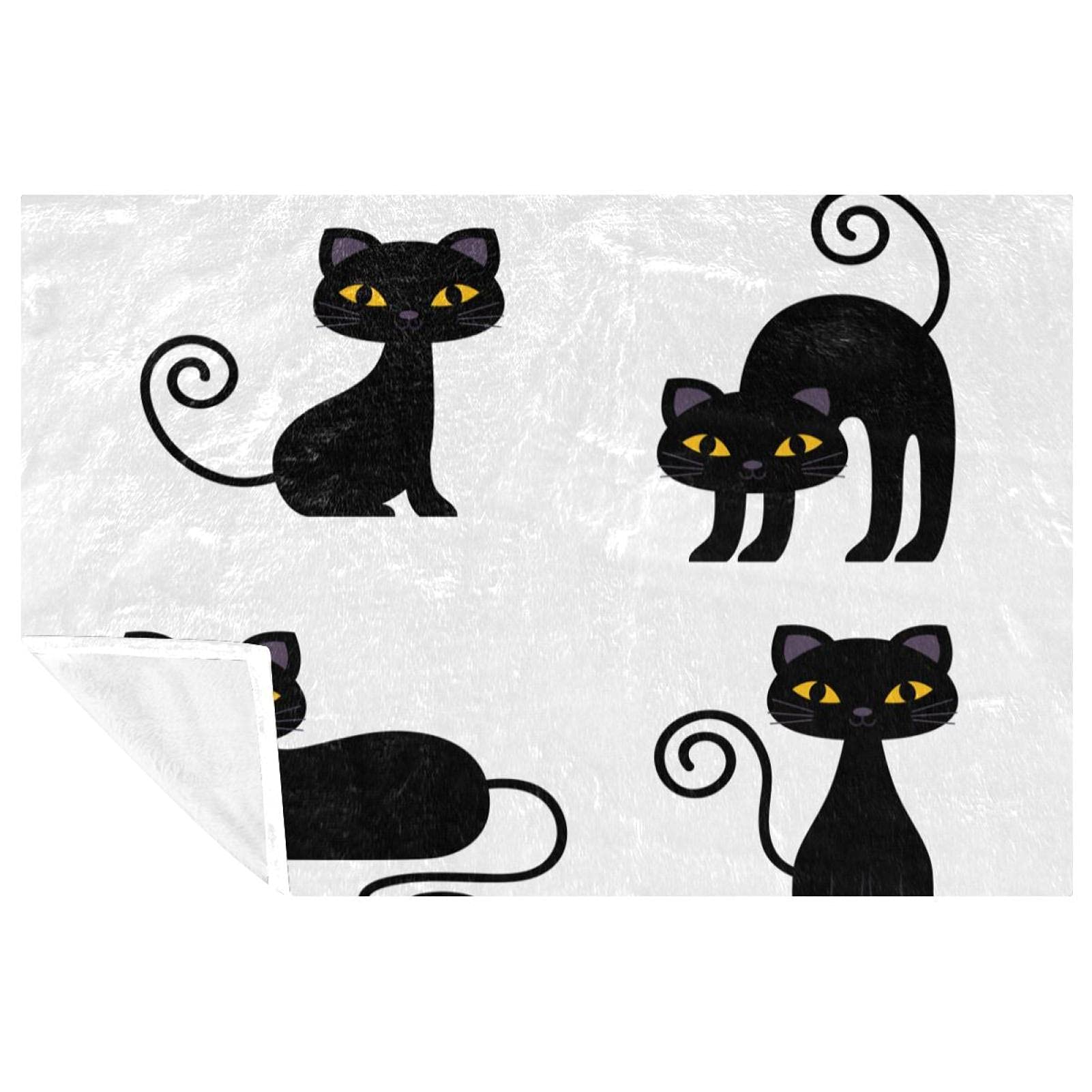 Couverture douce de qualité supérieure avec imprimé chat noir élégant