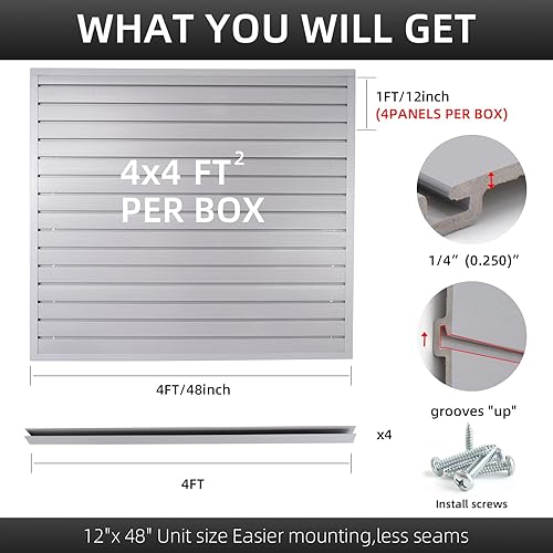Miniatura 3 de Slatwall Panel organizador de pared de garaje resistente montado en la pared, paneles de pared de PVC para pared de garaje y sistema de
