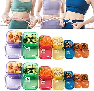 14pcs Portion Control Containers, Color & Icon Coded Meal Prep Kit for Weight Lo