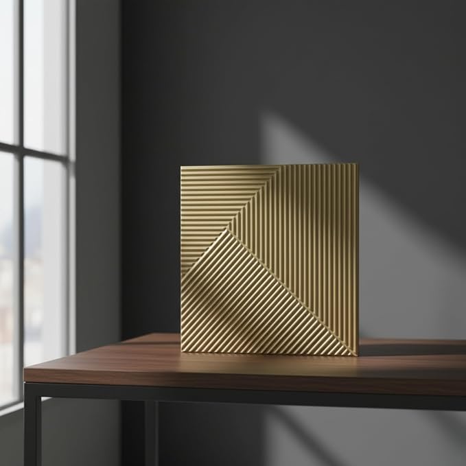 Kayra Decor 3D PVC Wall Panels - Stripe Design, Champagne Gold Color 19.7" x 19.7" (Pack of 12) - Covers 32.28 Sq. Ft.