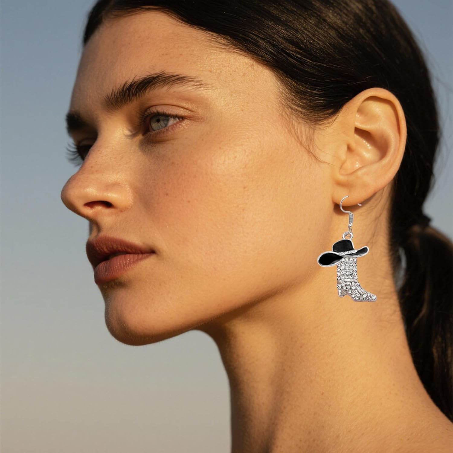 Boho Western Outfit Cowgirl Earrings For Women Cowboy Hat Boots Jewelry Accessories Rhinestone Western Boots Earrings Gift for Women - Image 2