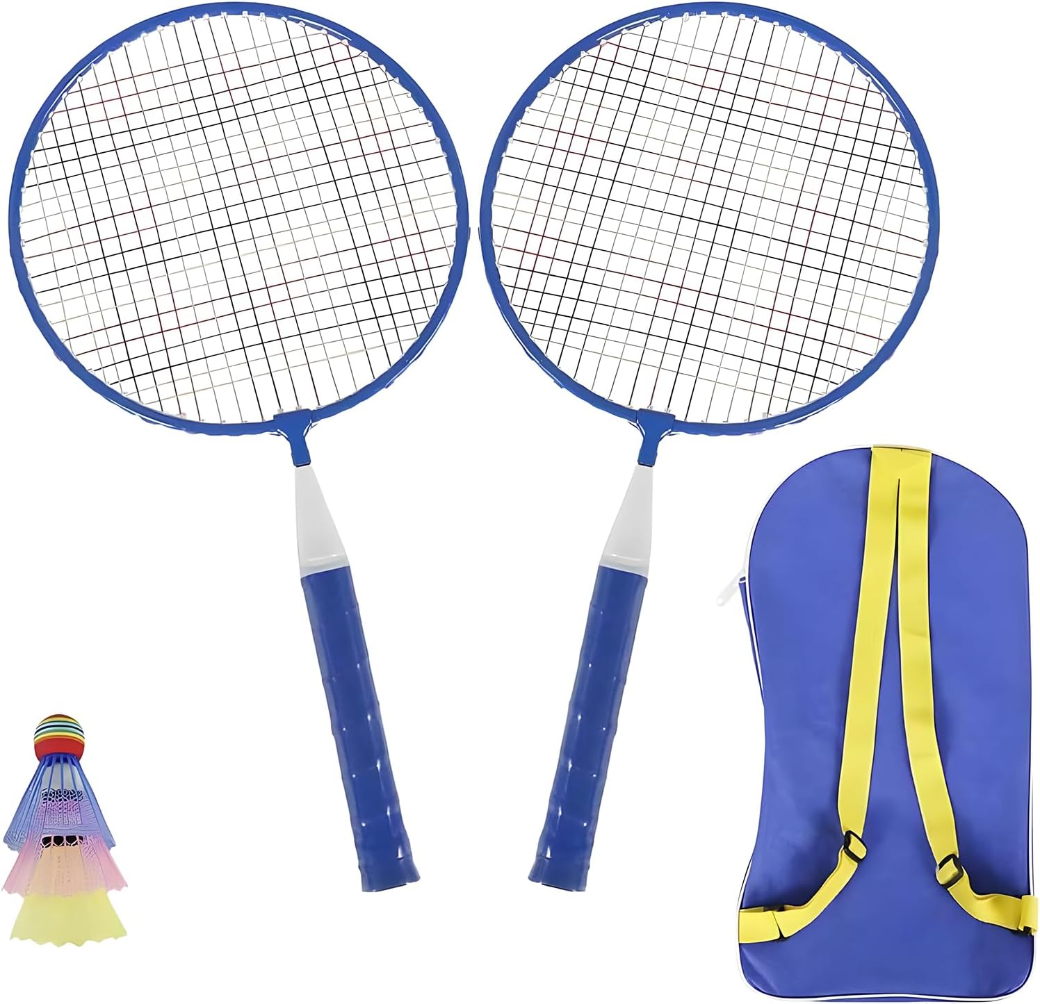 Joyzzz Badminton Rackets for Children, Shuttlecocks Racquet Sports Set W/Lightweight Carrying Bag and 3 Badminton Rackets, Suitable for Outdoor Sport Game and Kids Beginner Indoor
