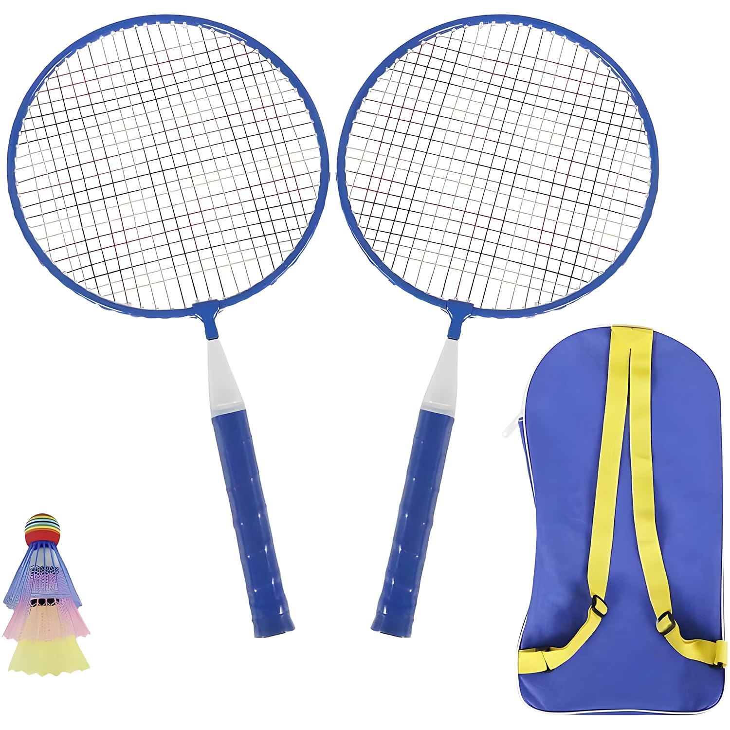 Joyzzz Badminton Rackets for Children, Shuttlecocks Racquet Sports Set W/Lightweight Carrying Bag and 3 Badminton Rackets, Suitable for Outdoor Sport Game and Kids Beginner Indoor