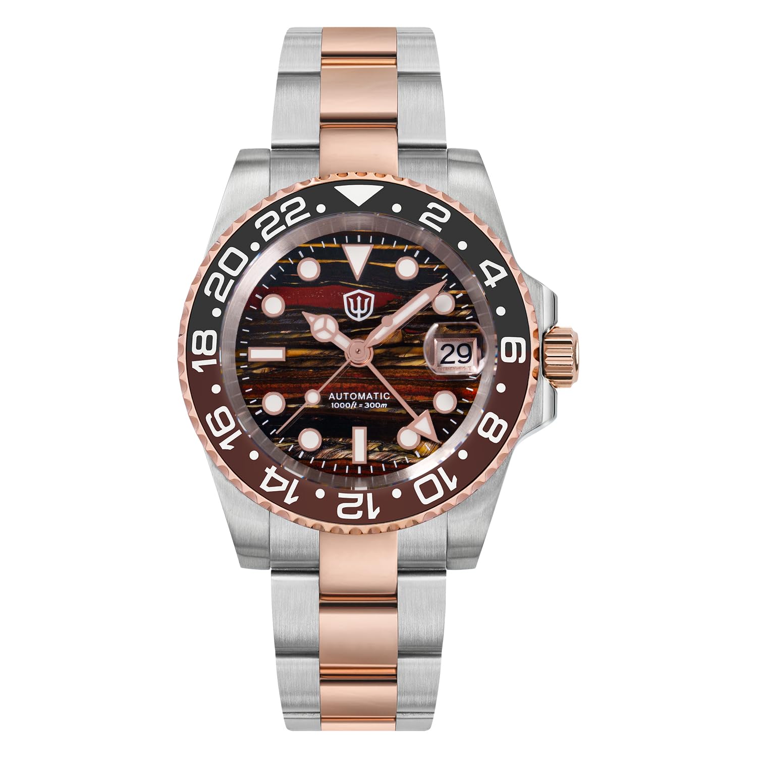 watchdives Sub GMT-Uhren für Herren WD16760, NH34 Automatische Armbanduhr Taucheruhr, 40 mm Keramiklünette Saphirglas 300 M Wasserdicht