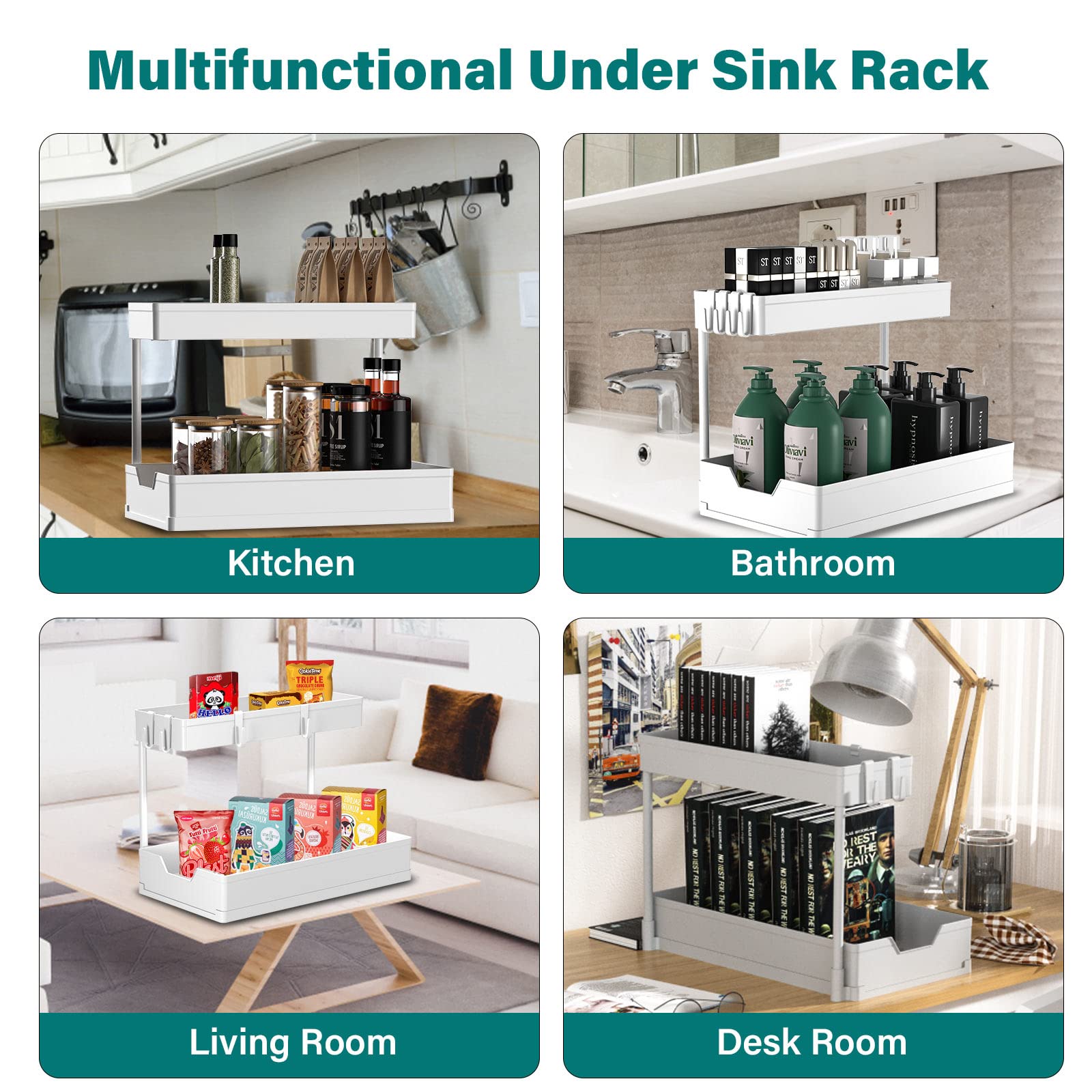 Organisateur D'évier De Cuisine - Rack étanche Avec Plateau Incliné - Gain De Place Sous Le Robinet