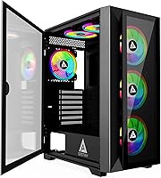 Vista 12 de Apevia Prism-Elite-PK Prism Elite Mid Tower ATX Gaming PC Cube Case con 7X ventiladores PWM ARGB de 120 mm, 366 modos RGB, 2 paneles de vidrio
