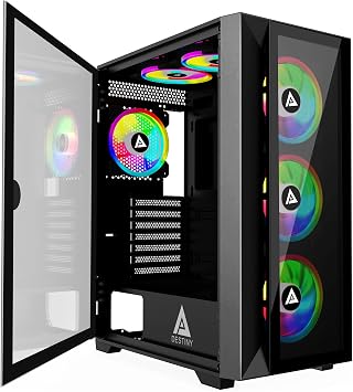 Apevia Destiny-PRO-BK Mid Tower PC Case with 6X 120mm ARGB Fans