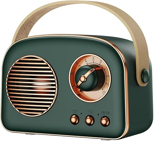 Altavoz Bluetooth retro de 5 W con radio FM, inalámbrico vintage con batería de 10 horas de reproducción de 500 mAh, Bluetooth 5.0 TFAUXUSB, mini