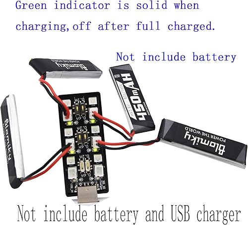 Miniatura 3 de Blomiky Cargador de asiento USB 6 en 1 1S Li-ion/Lipo 3.7V-3.8V con JST-PH2.0 y JST1.25 Enchufe adecuado para batería Emax 1S 450mAh Lipo/cargador 6