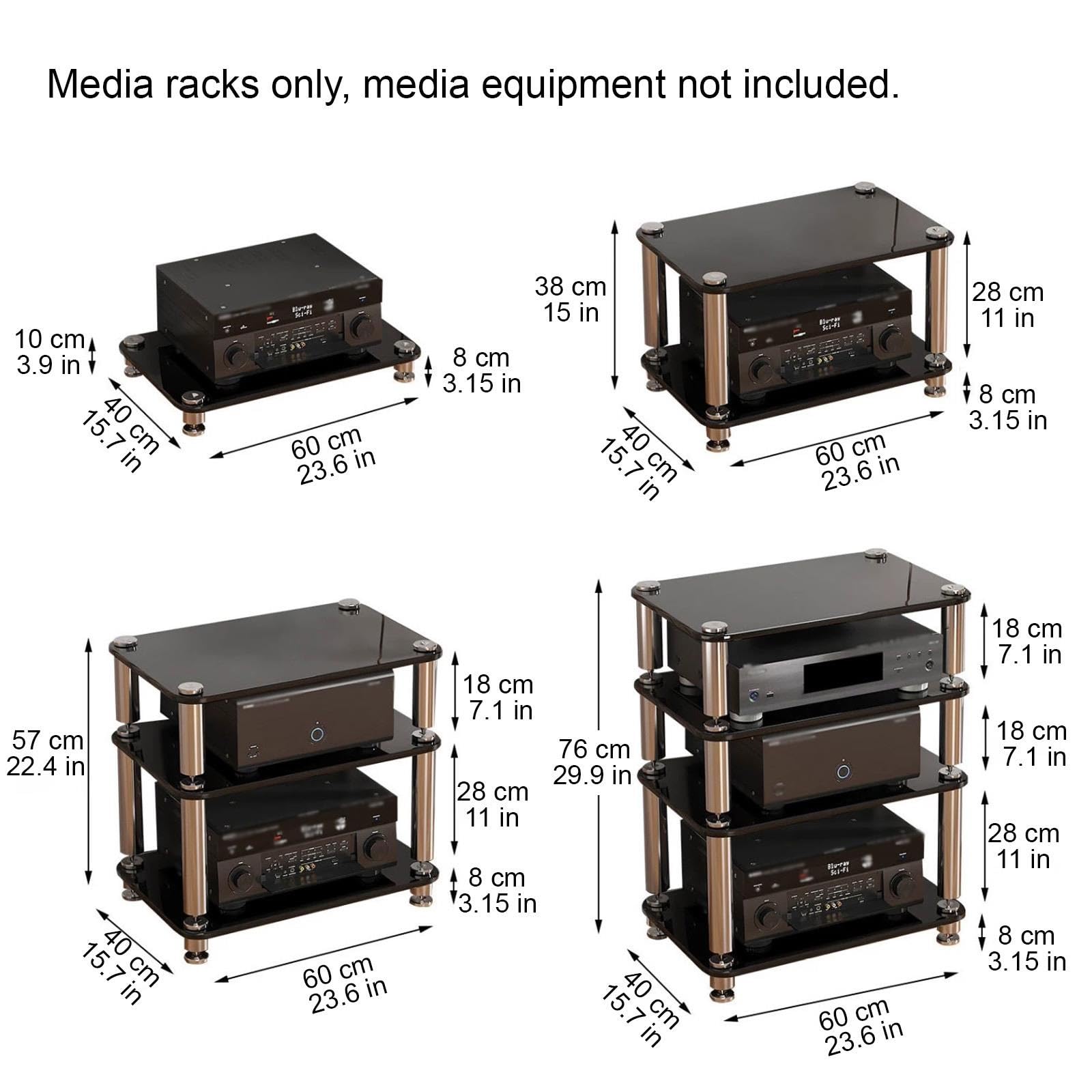 Rack Audio，Mobile Stereo Modulare 1–4 Livelli