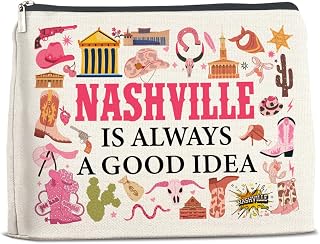 Nashville Travel Gifts Makeup Bag - Nashville Gifts for Women Friends Traveler Cosmetic Bag - Zipper Makeup Pouch Gift