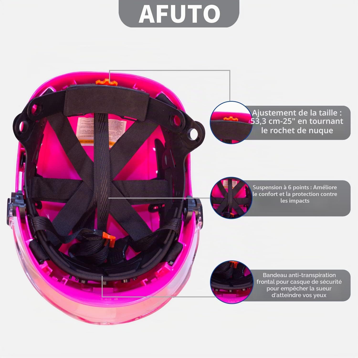 Casque rigide rose pour femme - Léger à 6 points - Lunettes de protection en ABS avec autocollants réfléchissants - Pour la construction, les travaux industriels (Rose 01)
