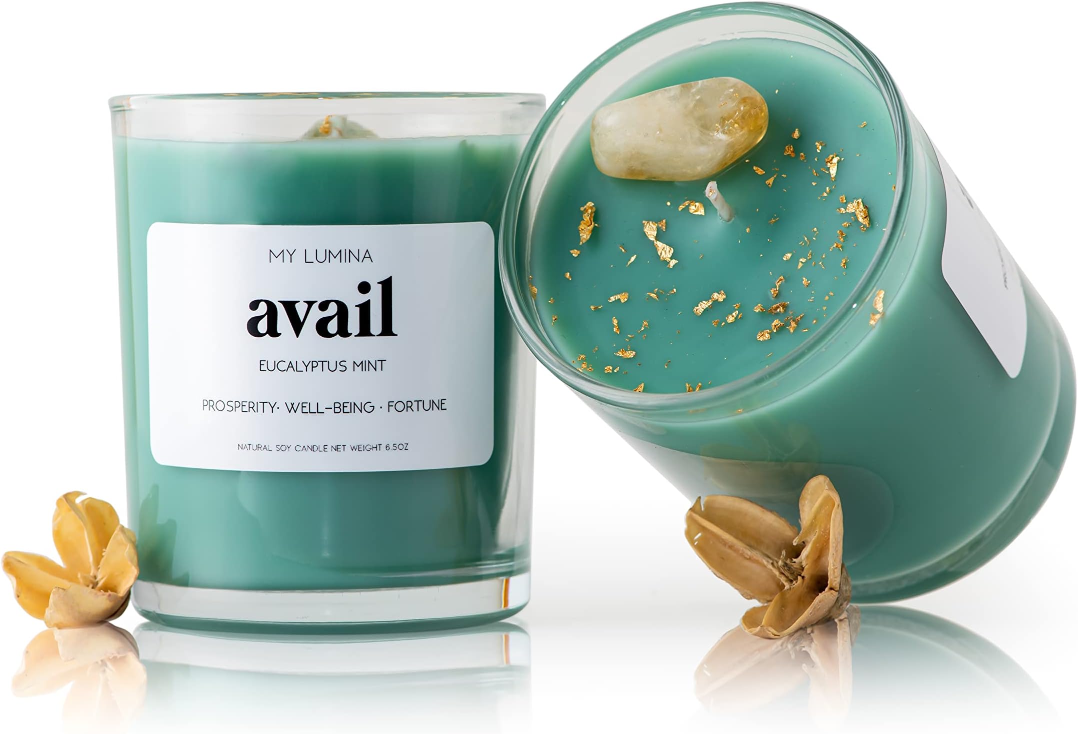 My LuminaAvail Money Drawing Candle - Smudging Chakra Balancing Healing Candle Natural Soy Wax - Eucalyptus and Spearmint Natural Scented Purifying Candle for Aromatherapy