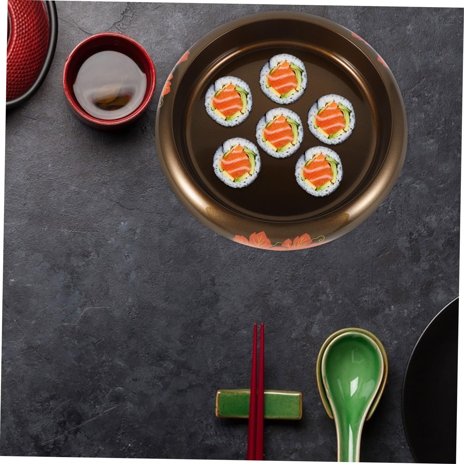 Assiette à Salade Japonaise Ronde en Plastique pour Sashimi, Fête Halloween | Service à Sushi, Buffets et Présentations Culinaires, Facile à Nettoyer, Plateau Froid