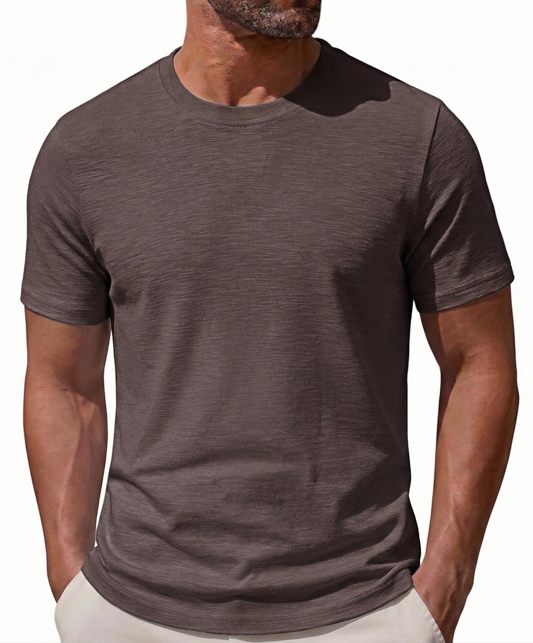 UrbnHerr Heavy Cotton T-Shirt Herren (240 GSM) – 100% Baumwolle Slub Jersey – Hochwertiges Basic Shirt Kurzarm – Classic Fit, Blickdicht & Vorgewaschen – Einzigartige Struktur