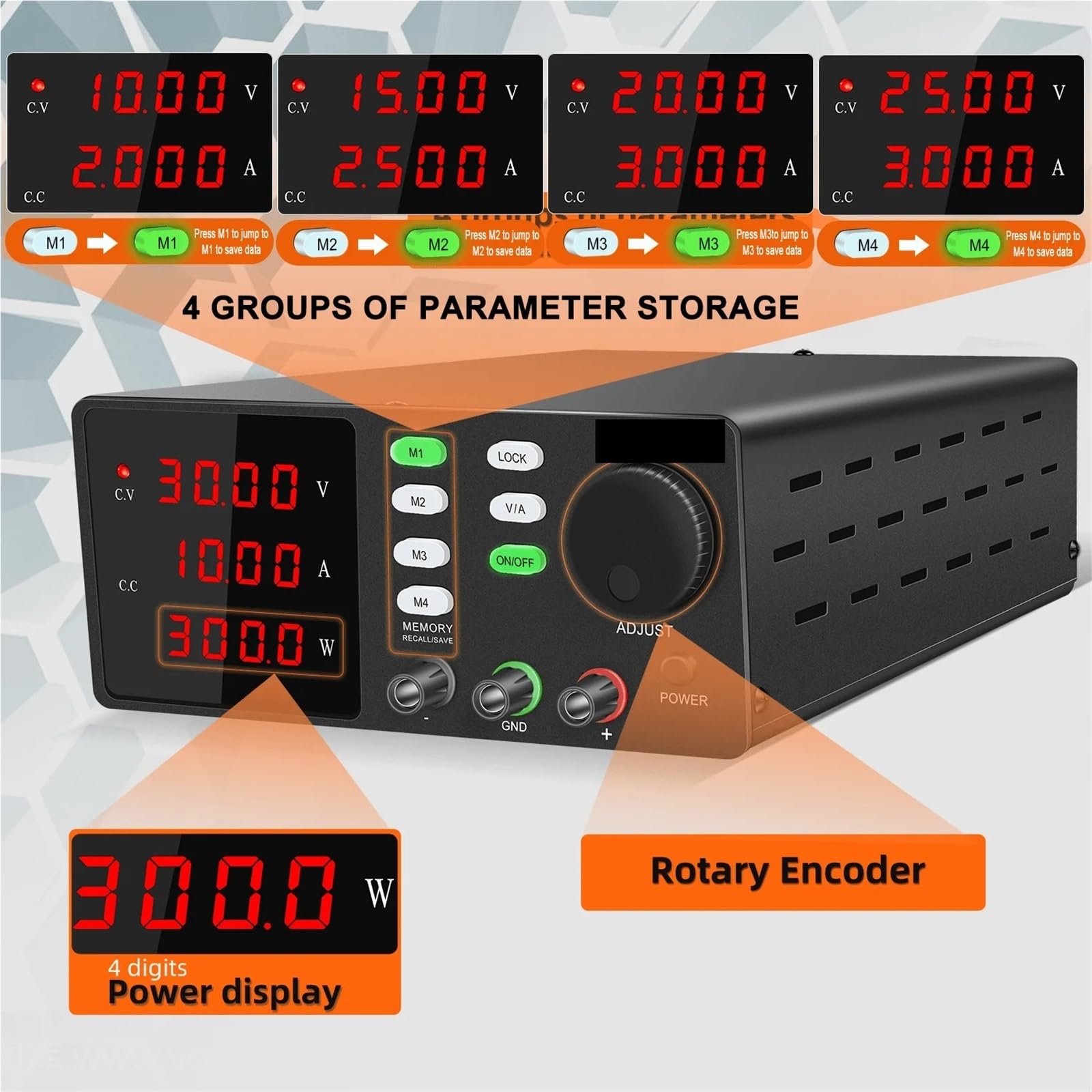 SPPS-S305 Alimentatore programmabile RS-232 DC regolabile Banco da lavoro for manutenzione laboratorio Software for PC Regolazione dell'encoder