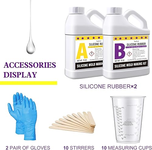 Miniatura 2 de Kit de fabricación de moldes de silicona, goma de silicona líquida elástica de 150 onzas para hacer moldes de silicona, fundición, silicona