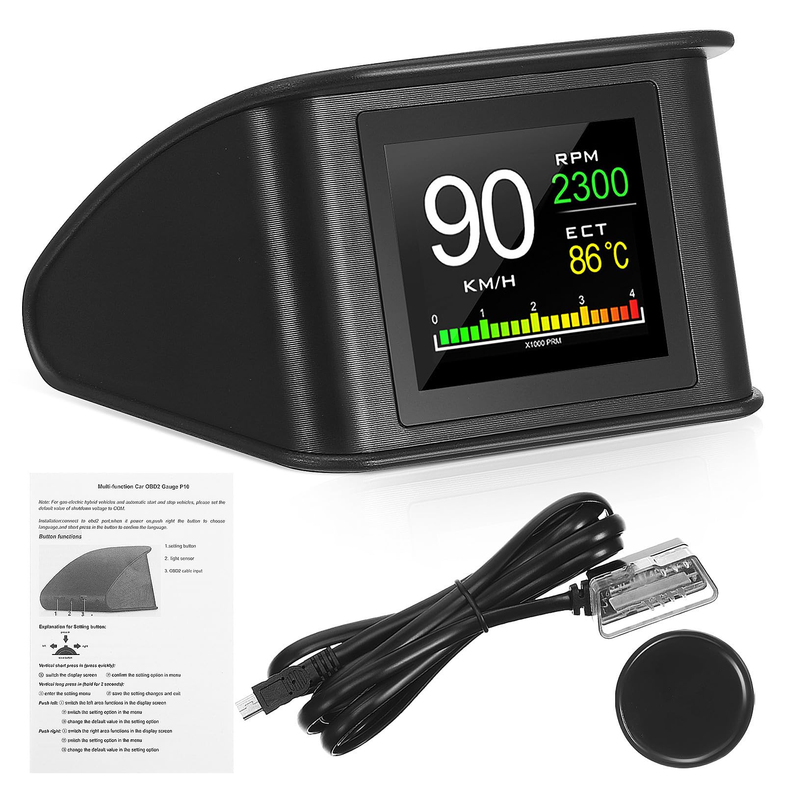 Velocímetro Digital Portátil y Navegación en Viajes para Coche con Pantalla Lcd Abs y Pc, Visualización de Velocidad para Conducción Segura