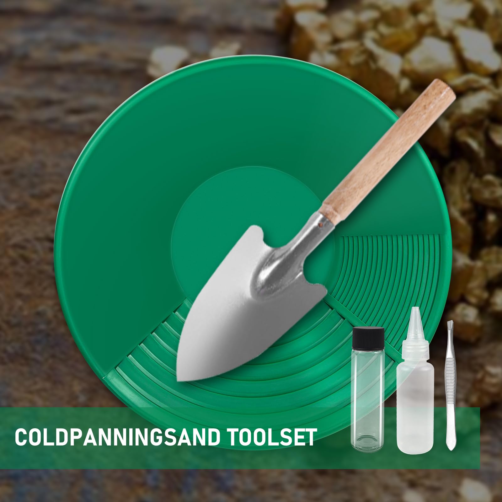 Kit D'orpaillage Gold Pan 38,5 x 8,5 cm Casserole Plastique pour Lavage Tamis Prospection Minière (Vert)