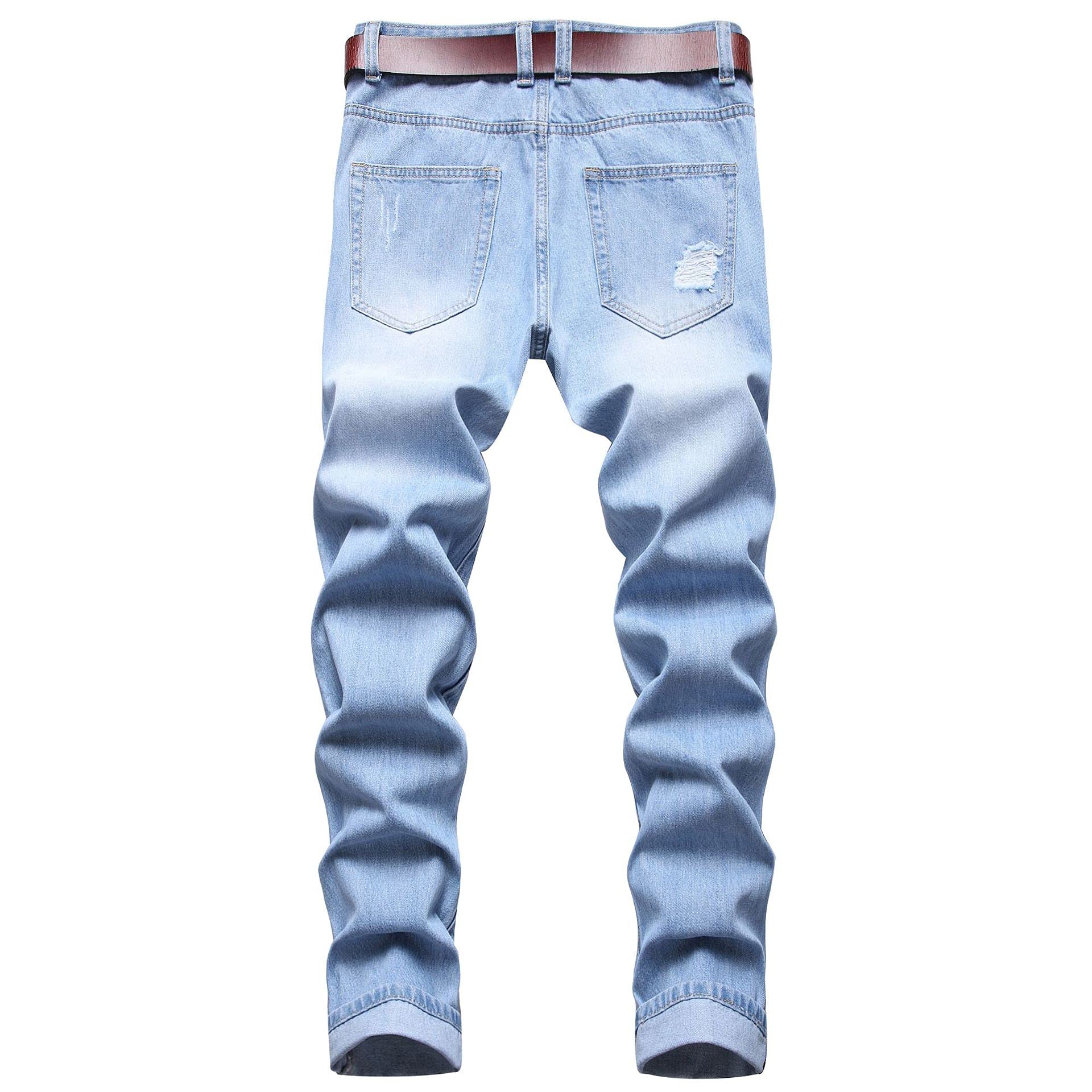 WQZYY&ASDCD Jeans Pantalon Gerade Geschnittene Herren-Denim-Jeans Mit Reißverschluss-Dekoration Herren-Denim-Hose