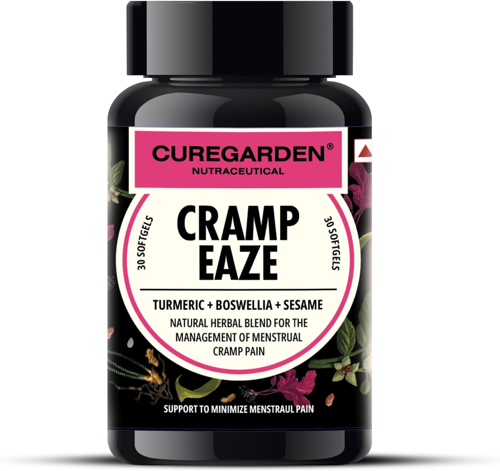 Cramp Eaze 500mg Softgels | Natural Menstrual Period Pain Relief Supplement for Women | Support with Turmeric Curcumin, Boswellia & Sesame Extracts | Soy & Gluten Free | 60 Count
