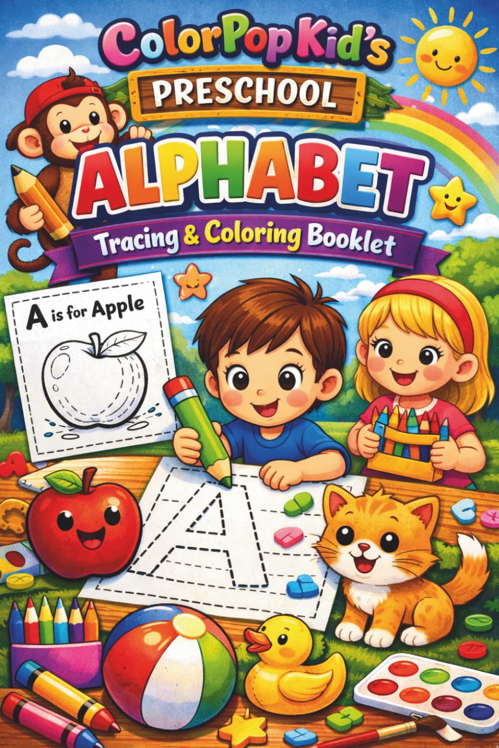 ColorPop Kid's Preschool Alphabet Tracing and Coloring Booklet: Spark your child’s curiosity with a fun-filled alphabet adventure designed for early learners!