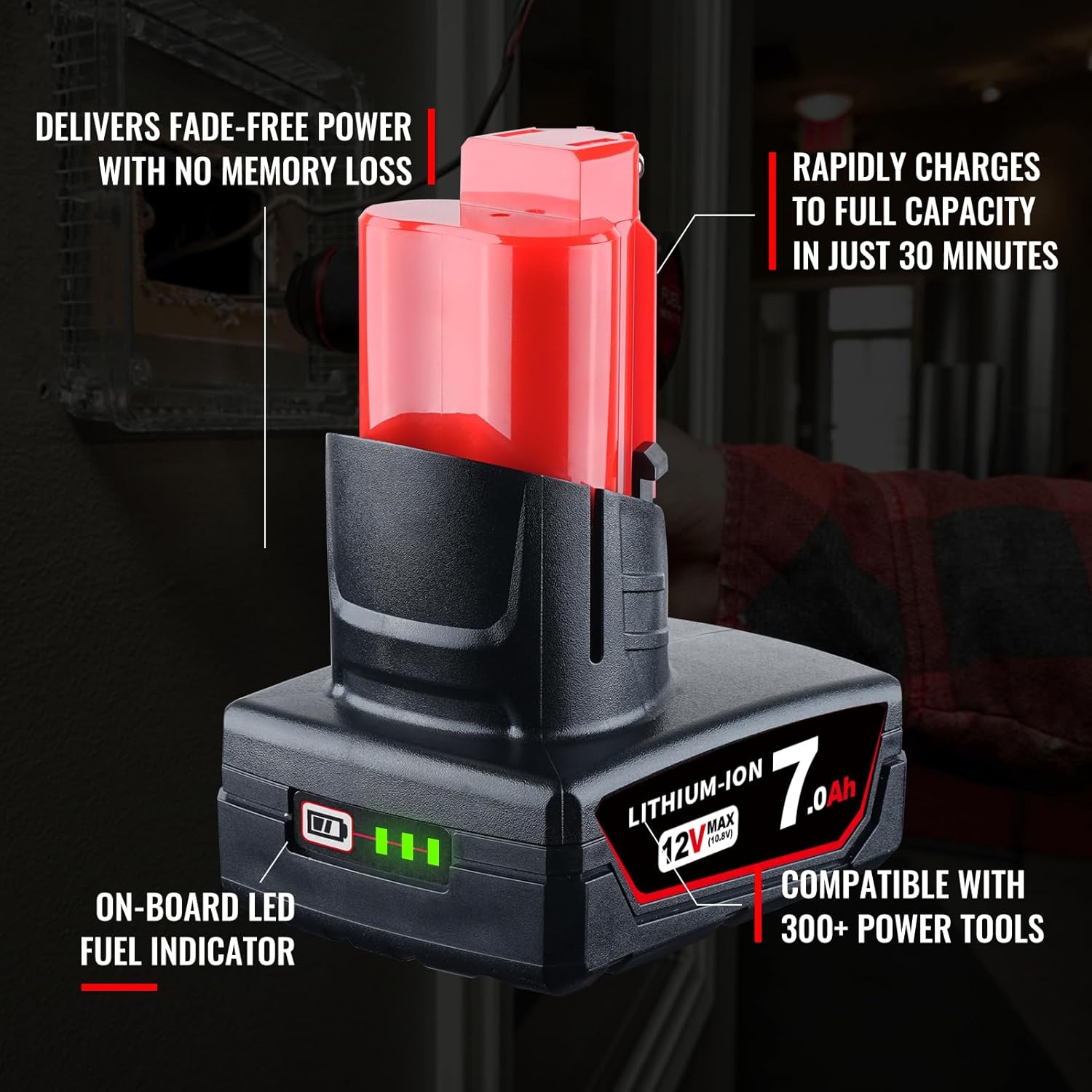 VANON Replacement for Milwaukee 12V Battery 7.0Ah 12V Battery Pack,Lithium-Ion High Capacity Batteries 12V 48-11-2411 48-11-2420 48-11-2401 48-11-2402 48-11-2401 48-11-2411 48-11-2425 (2-Pack)