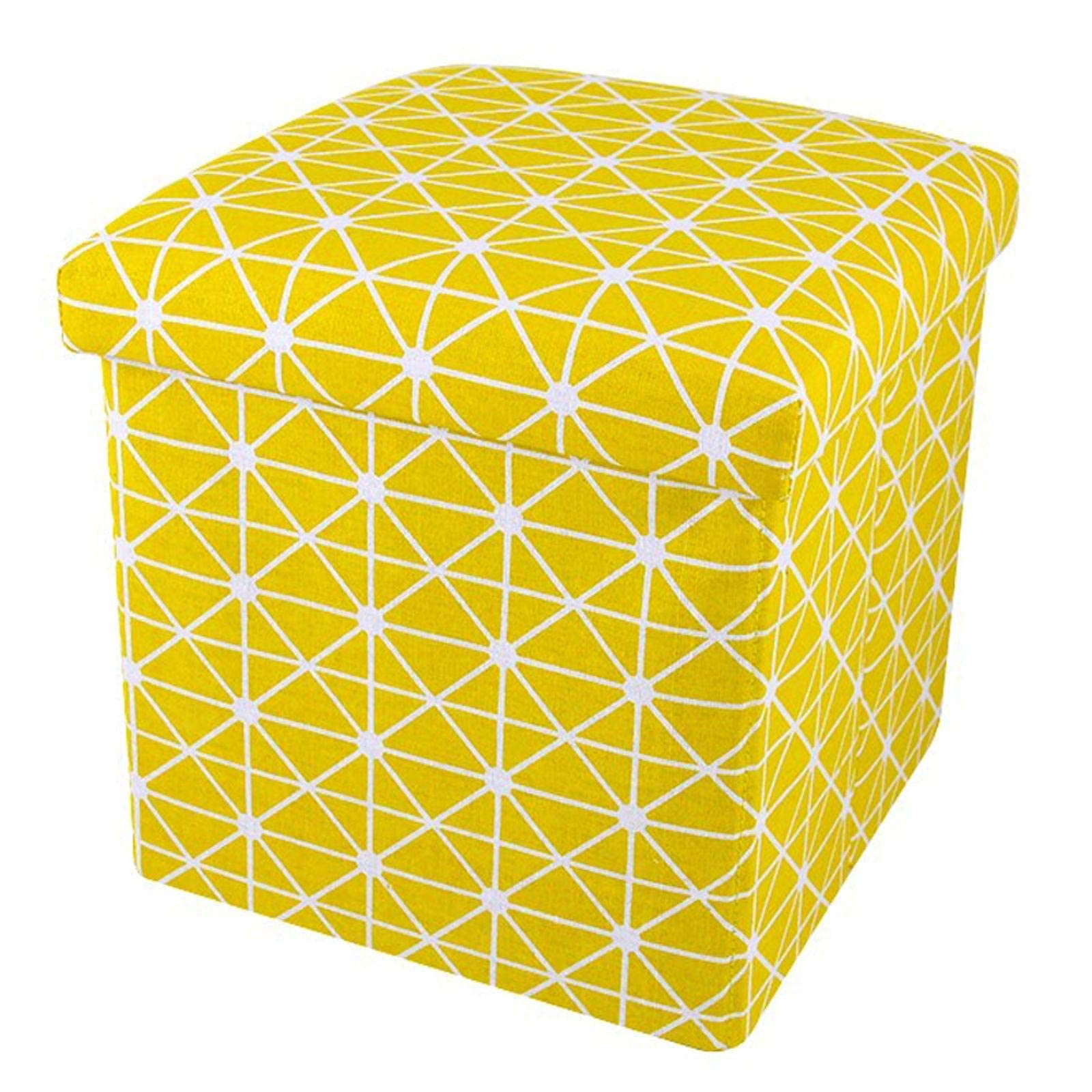 Repose-pieds tabouret pliant coton et boîte de rangement pour petit salon