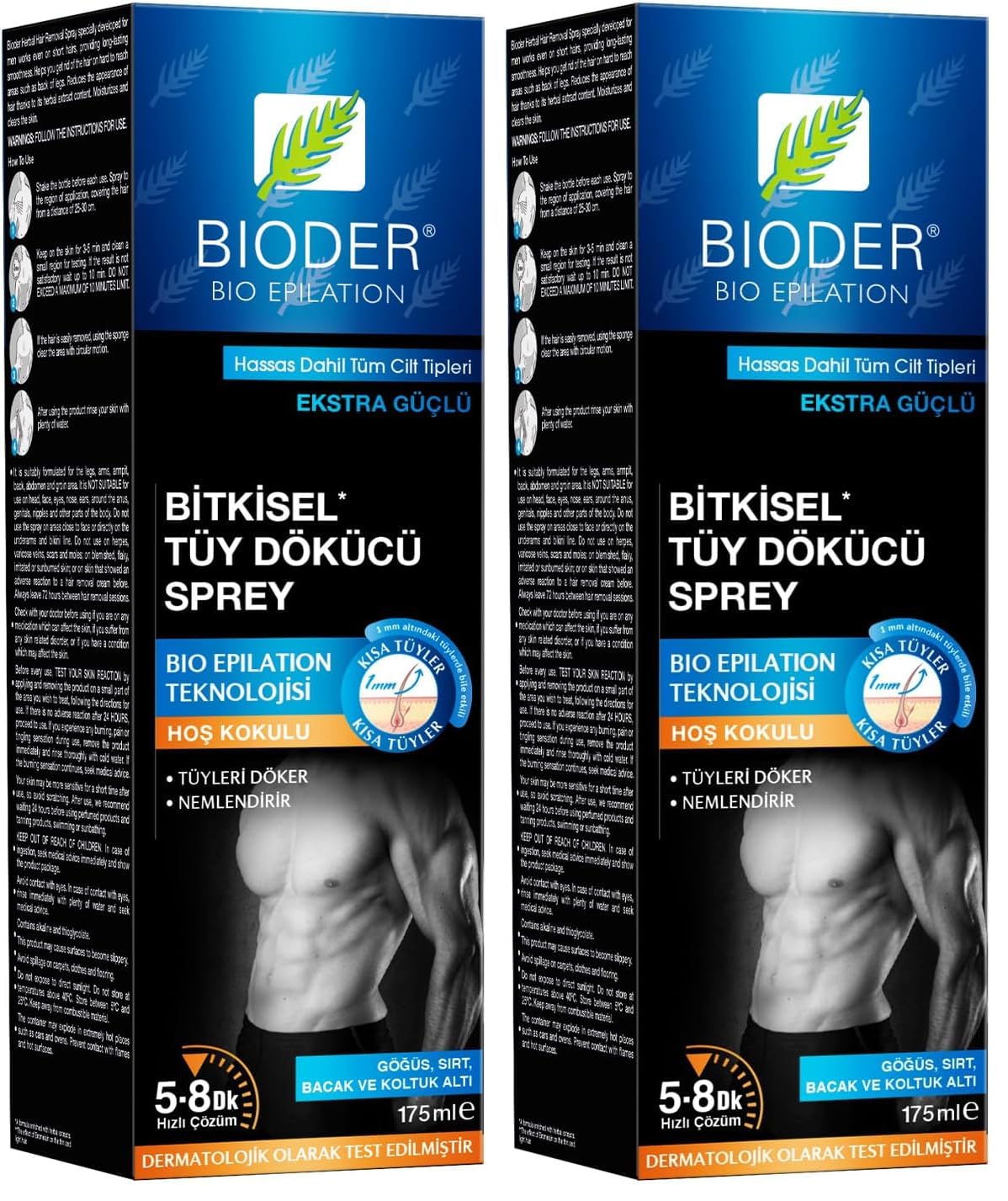 Bioder Tüy Dökücü Sprey Erkek 175 Ml - Tüy Azaltıcı Etki (2 paketi)