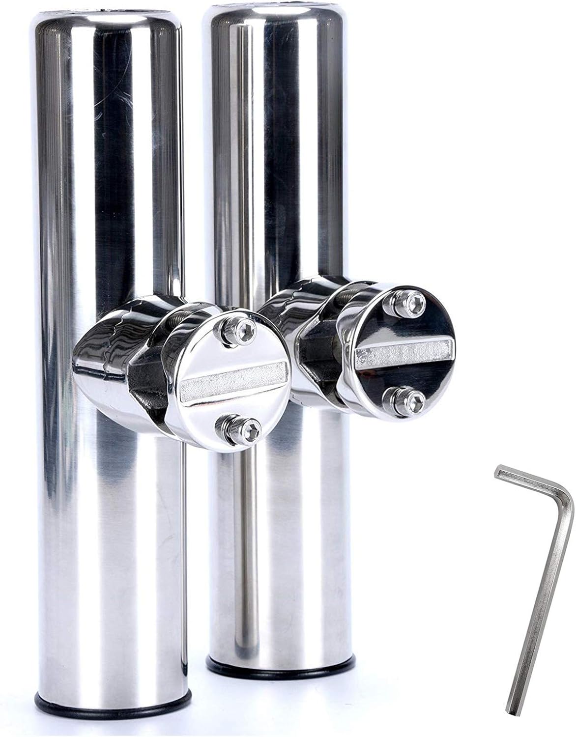 Amarine Made Boat Rod Holders Clamp Stainless Steel Rod Holders Clamp on Fishing Rod Holder for Rails 22mm (7/8") to 25mm (1") diam (2 PCS)