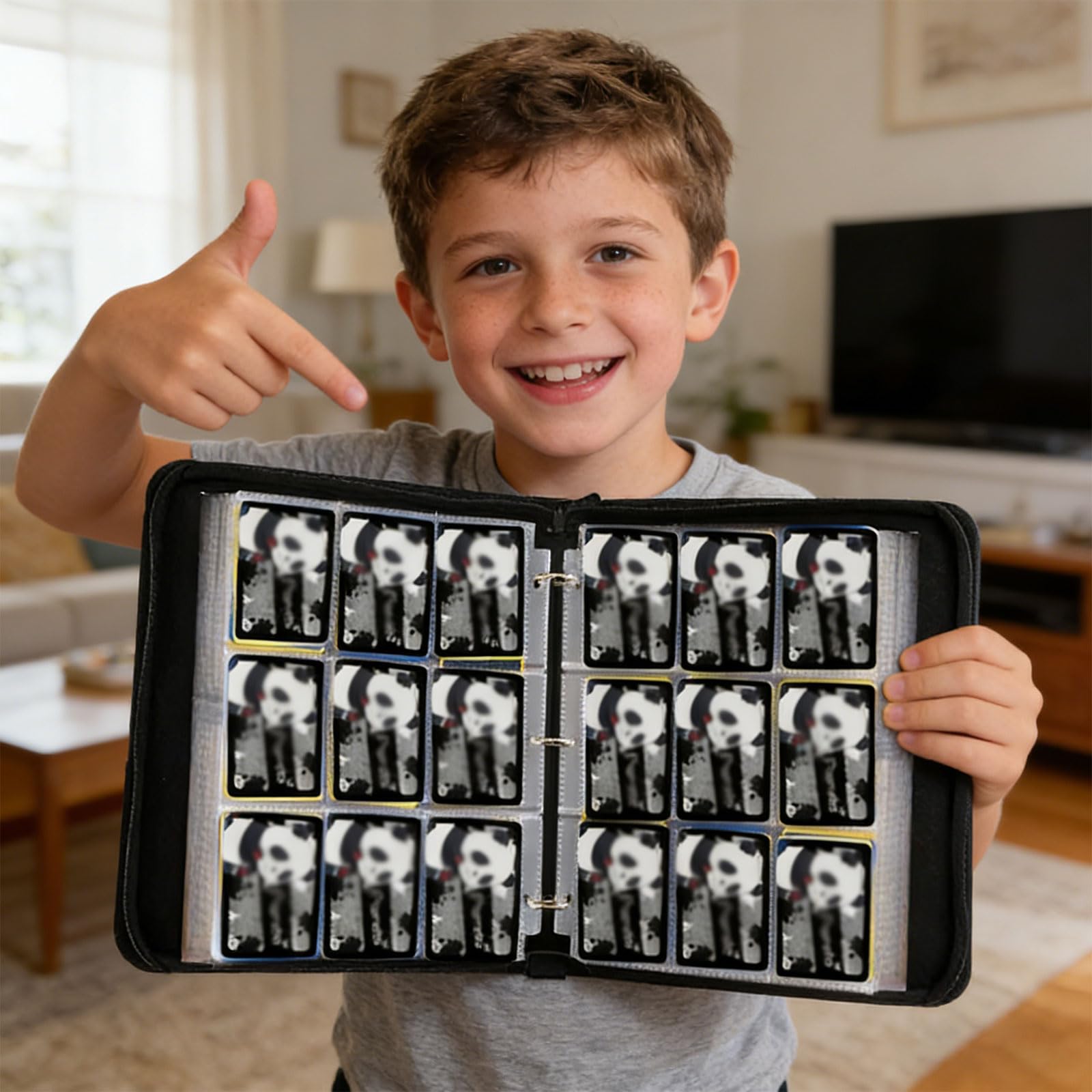Capacità 900 album per carte con 50 fogli neri a 9 tasche e custodia in pelle PU impermeabile, pianificatore carte collezionabili