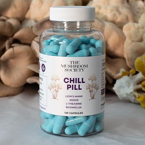 Miniatura 6 de Chill Pill - Mezcla de extracto de melena de león, reishi, L-teanina y boswellia - Suplemento de hongos para relajarse, recuperarse y recargar - 120