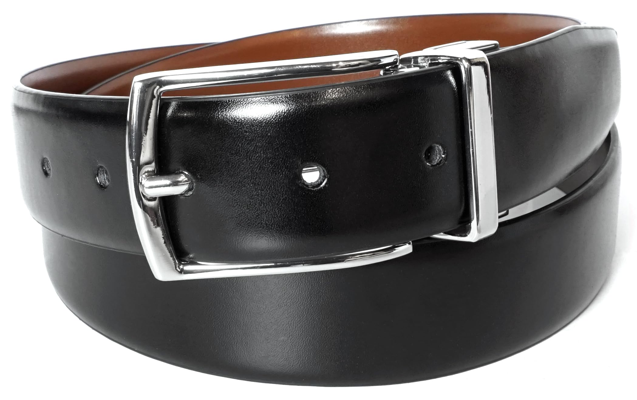 Florsheim Men's Rafael 34mm Genuine Leather Reversible Belt, Cognac to Black, 36