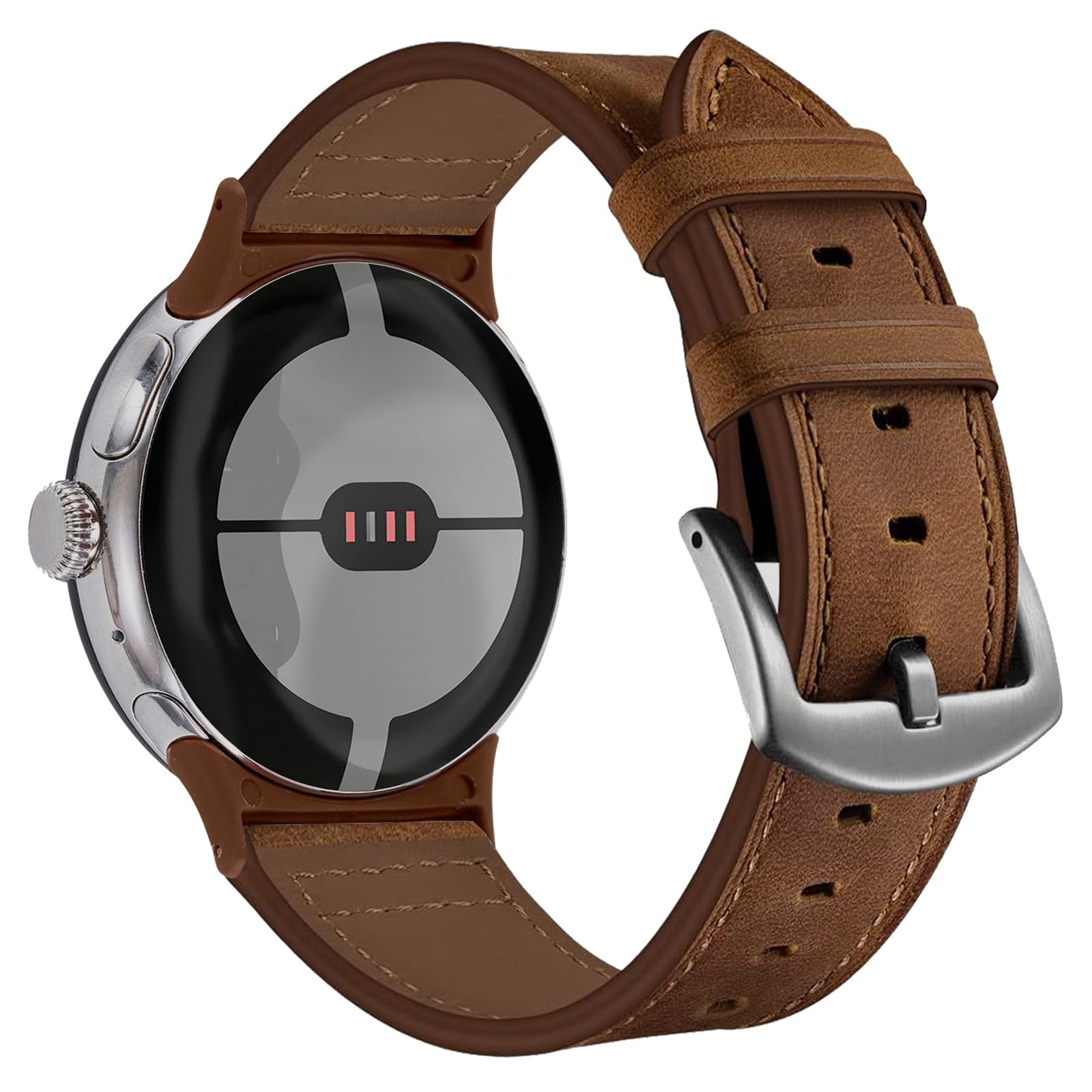 VOMA Genuine Leather Band Compatible with Google Pixel Watch 4 41mm 2025/3 41mm 2024/2 2023/1 2022, Classic Leather Replacement Wristband Strap for Women Men