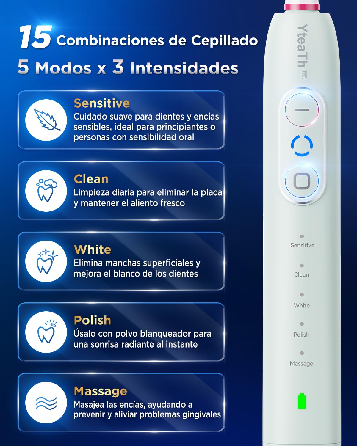 Cepillo de Dientes Eléctrico de Rotación para Dientes Sensibles - Cepillo Eléctrico Adultos 3 Intensidades, 5 Modos, 8 Cabezales, IPX7 Impermeable, Cepillo Dientes Electrico Viaje, Verde Claro