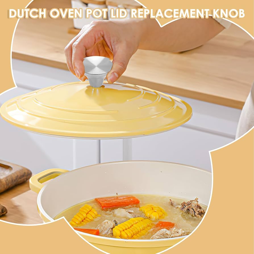 GSHLLO 4 Sets Stainless Steel Pot Knob Replacement Pot Handles Pot Lid Top Knob Kitchen Cookware Replacement Handles Glass Pot Cover Knob