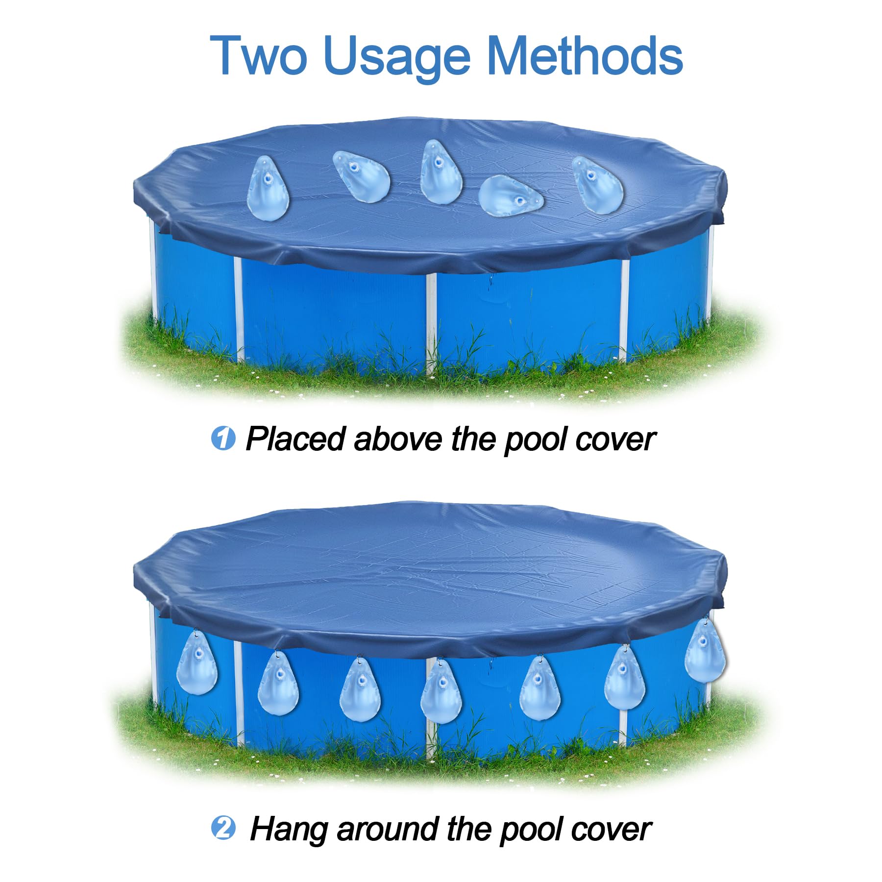 TZEKING 12 Pièces Sacs d'eau Lourds pour Couverture de Piscine,PVC Epais Sac de Suspension de Bâche de Piscine Etanche,Réutiliser Sac de Remplissage,pour Bâche de Piscine Hors Sol Antigel en Hiver