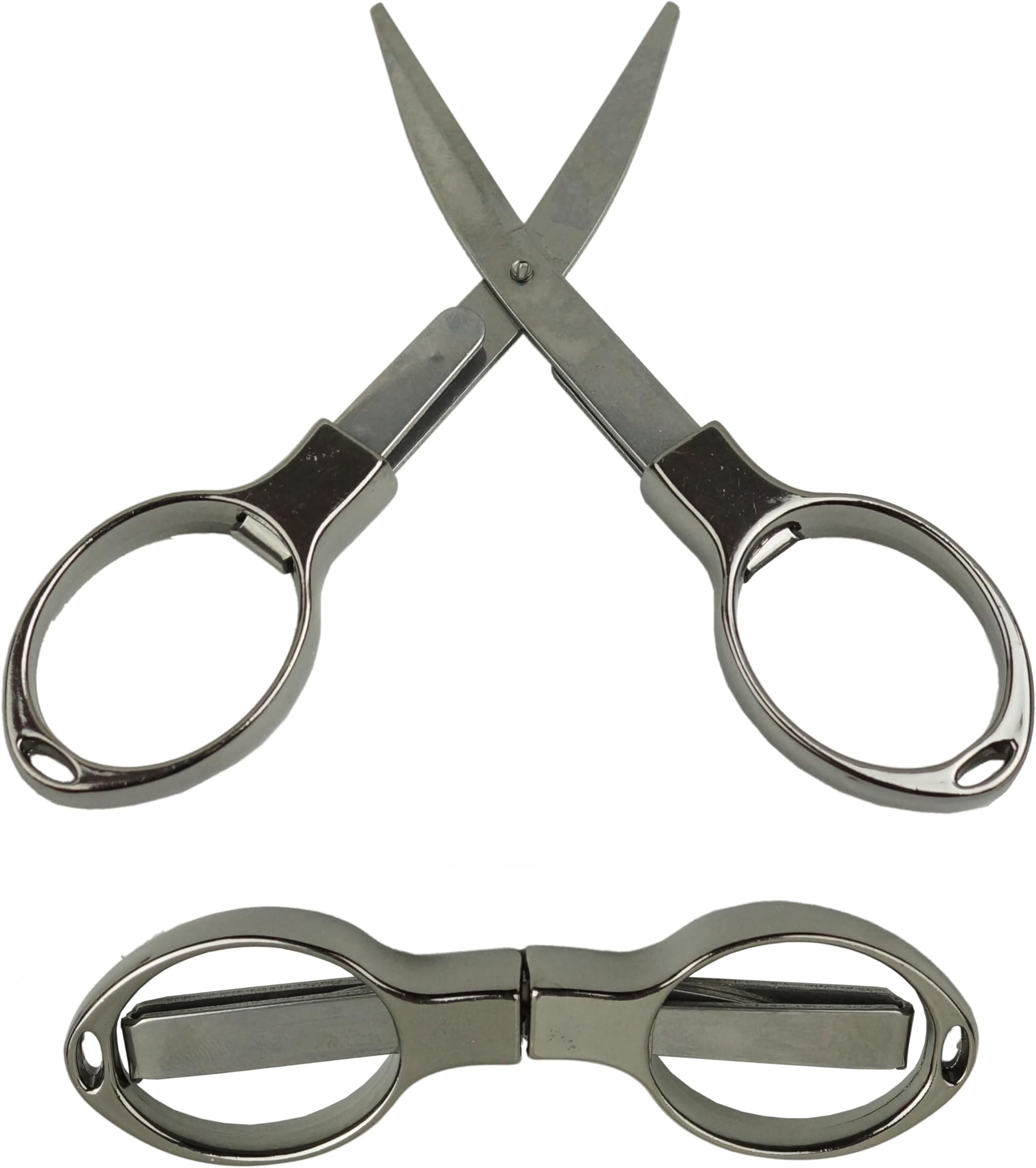 KOYOKOMA Folding Scissors Zinc Alloy Storage Mini Scissors Folding Compact Outdoor Camping Fishing Leisure (Gunmeta)
