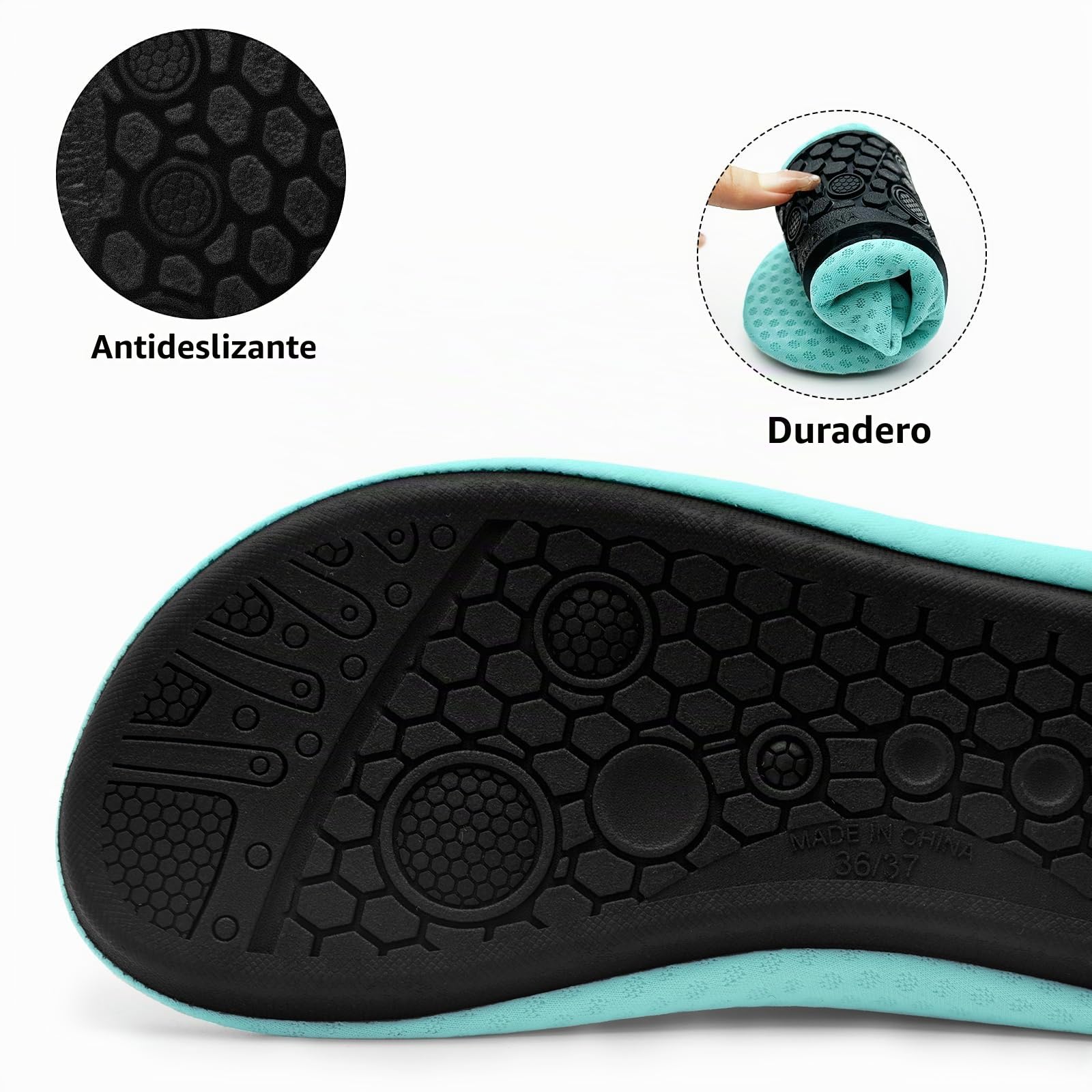 Zapatos de Playa, Zapatos de Baño Antideslizantes con Suela Blanda y Color Sólido, Escarpines Deportivos para Paseo en Playa Buceo Snorkel Kayak Surf
