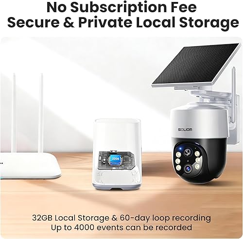 Miniatura 5 de Cámaras de seguridad SOLIOM inalámbricas para exteriores, 8MP Ultra HD para día y noche, sin suscripción, radar incorporado, cámaras solares para