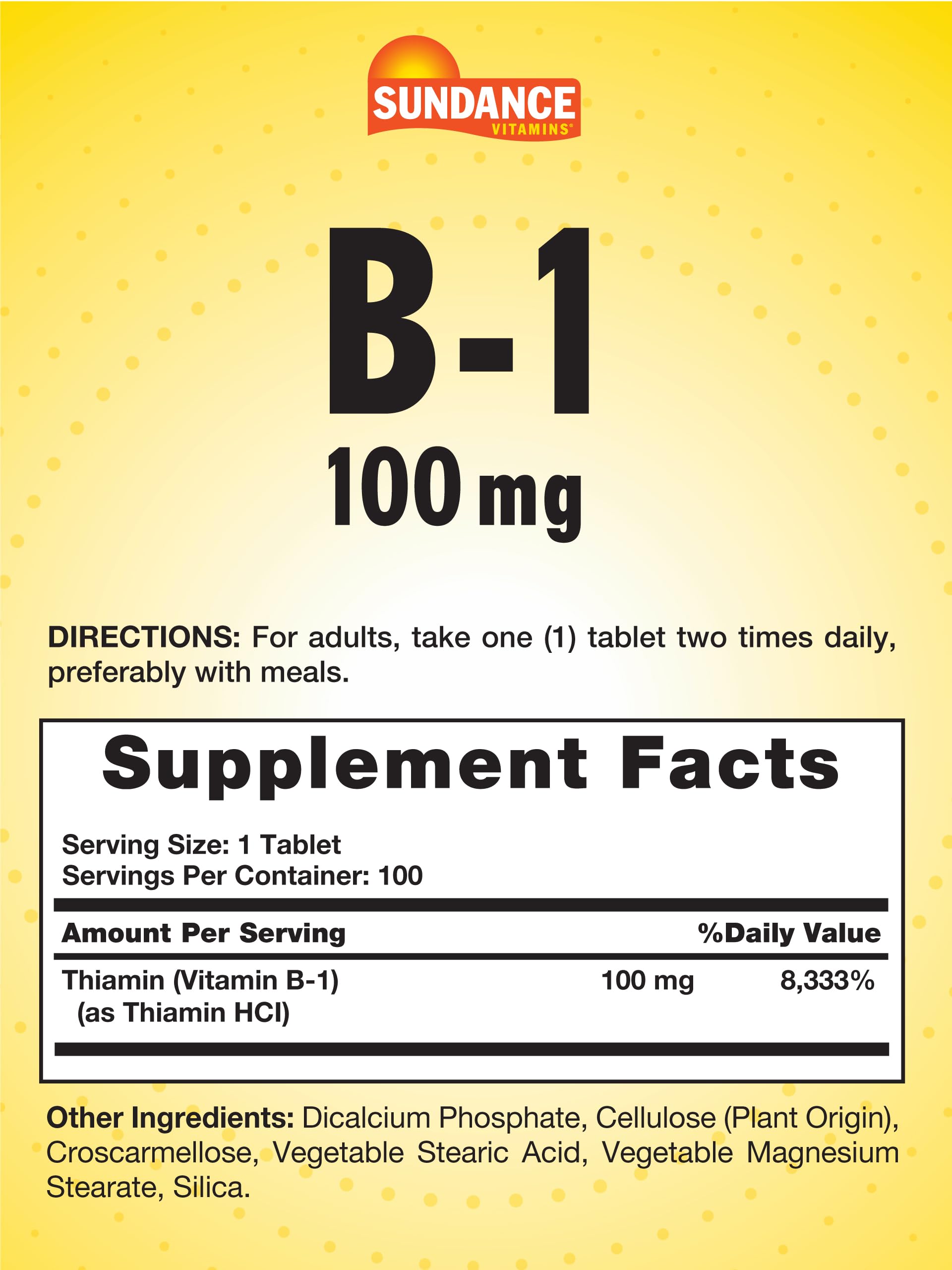 Sundance Vitamin B-1 | 100mg | 100 Tablets | Essential Vitamin Supplement — Amazon image 2