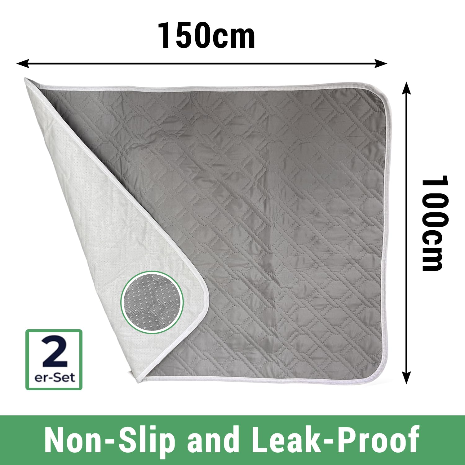 alèse imperméable 2 Pièce, Lavable Alèses Réutilisable pour Incontinenc, Protection lit Incontinence 100X150CM, 4 Couches de Protection, Convient aux Bébé, Enfant, Adulte,Animaux