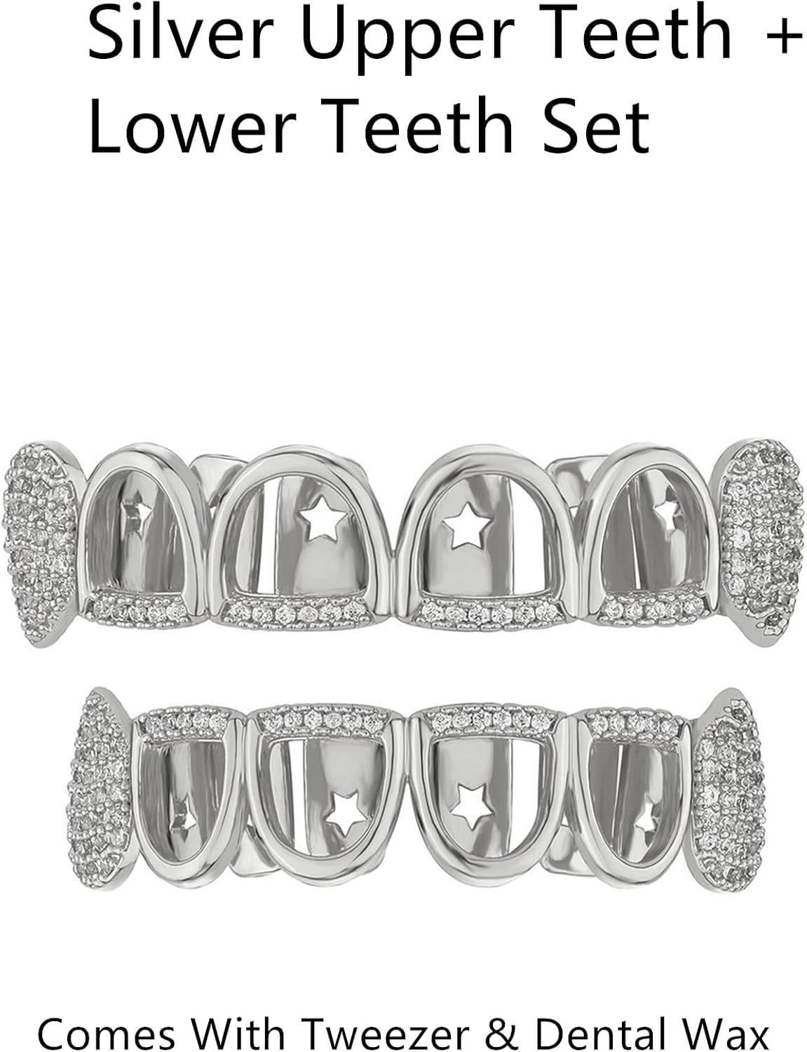 Grillz Street Hip Hop Grillz for Your Teeth Grills Personality Shiny 18K Copper Gold-Plated teeth Open Face hollow out Top and Bottom Cosplay Costume Rapper Halloween - Including fixed molding rod