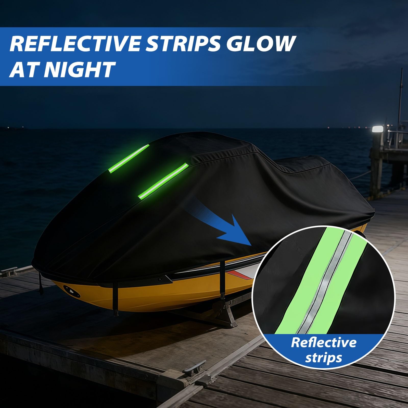 Housse Jet Ski Imperméable pour Sea-Doo GTX Limited 300|Housse de Jet-Ski Oxford Anti-UV pour extérieur | Protection Durable Tout Temps | Installation Facile | 3 Boucles Coupe-Vent
