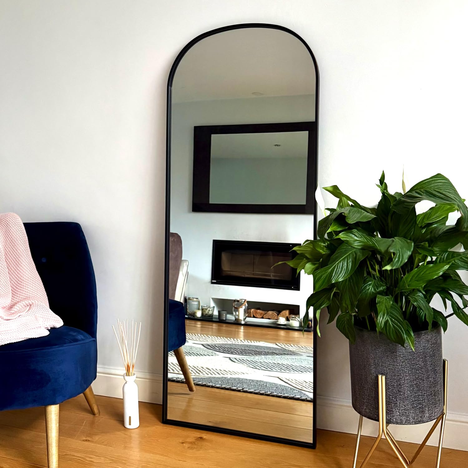 Jobu | Full Length Black Framed Metal Arch Mirror - 150cm x 60cm | Yoko