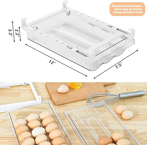 Miniatura 2 de Moretoes Organizador de huevos para nevera, organizador de cajones de huevos, bandejas para refrigerador, contenedor de huevos, paquete de 2