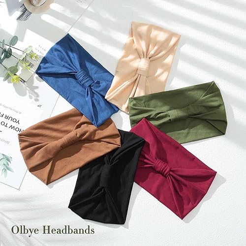 Miniatura 2 de Olbye Diademas anchas para mujer, turbante anudadas, elásticas, antideslizantes, para yoga, entrenamiento, bandas para la cabeza, bandas para el