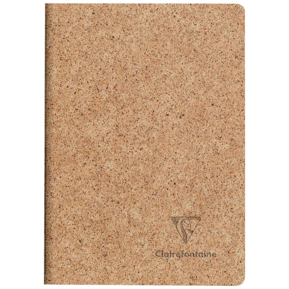 Clairefontaine 83525C - A Stitched Sewn Notebook with Cocoa Shell Paper Cover - A6 10.5x14.8 cm 96 Lined Pages 90g Ivory Paper - With Flap - Jeans&Cocoa Collection