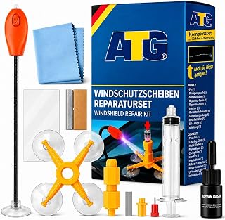 ATG® Steinschlag Reparaturset Windschutzscheibe mit UV-Lampe - Universelles Auto Glas Reparatur Set - Profi Windschutzscheibe Reparaturset - Schnell & einfach - Praktisches Steinschlag Reparatur Set