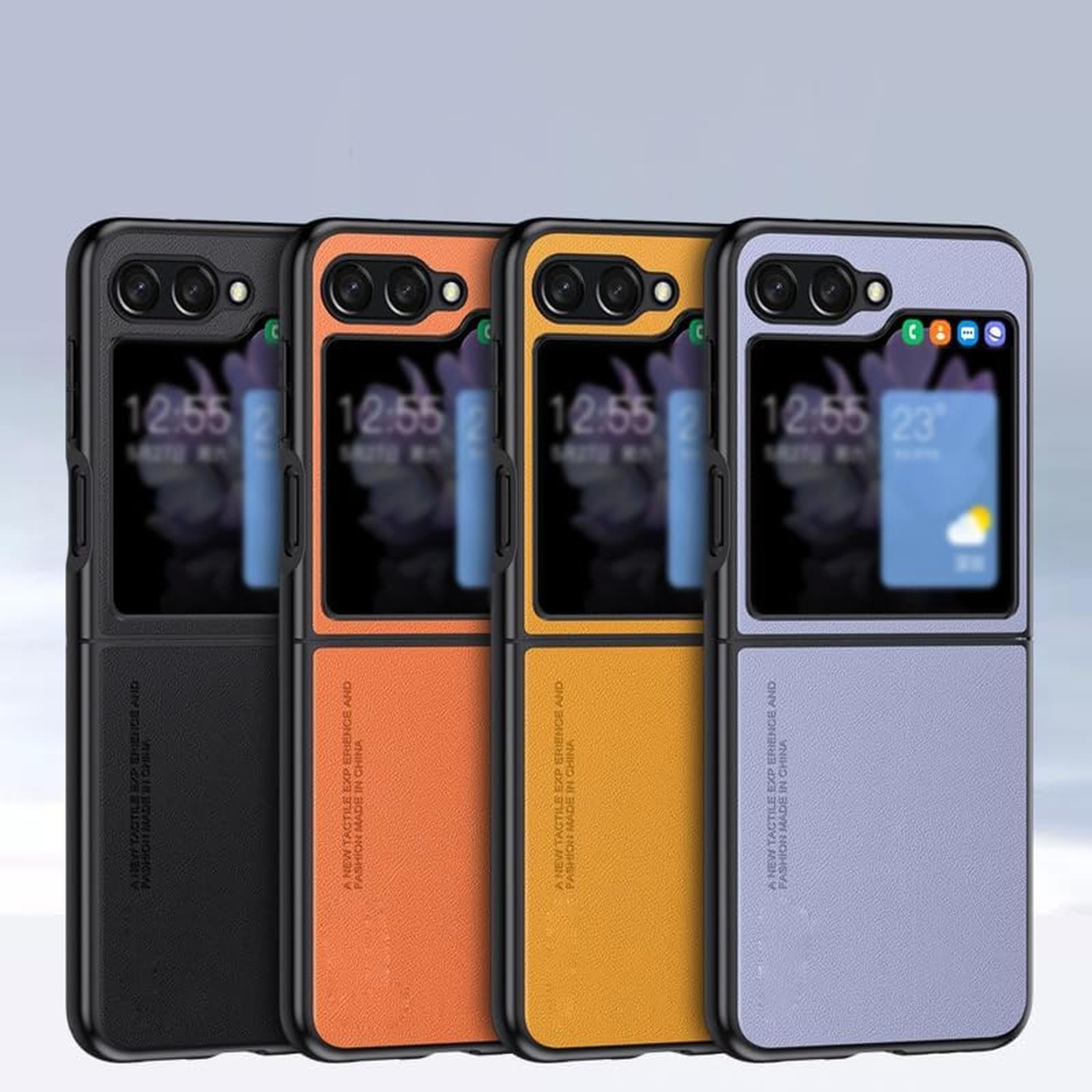 EKSED Custodia per Samsung Galaxy Z Flip 5, Premium Pelle Slim Fit Protettiva Antiurto AntiGraffio Cover Telefono Anti Impronte Digitali